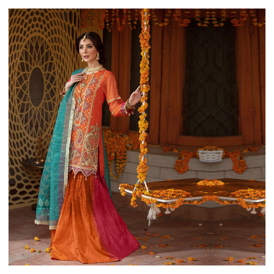 Sequins Embroidered Chiffon Gharara