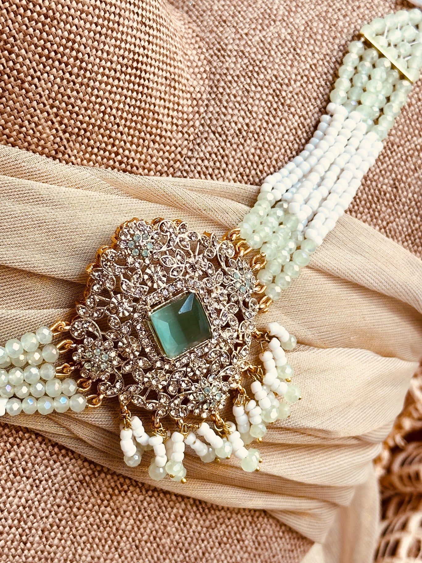 Pastel Green Bridal Choker Set Online in UK USA Canada