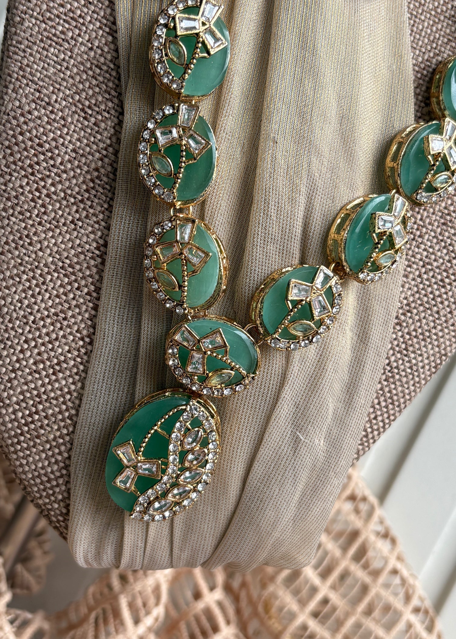 Pastel Green Bridal Jewellery Set Online in UK USA Canada