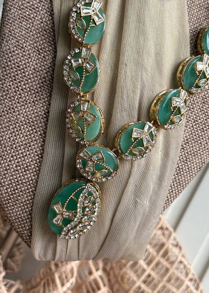 Pastel Green Bridal Jewellery Set Online in UK USA Canada