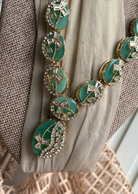 Pastel Green Bridal Jewellery Set Online in UK USA Canada