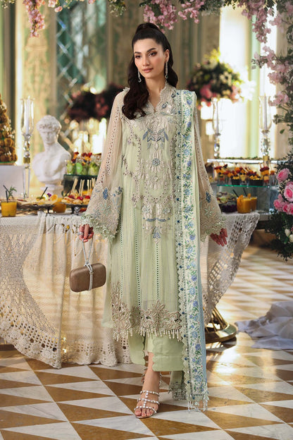 Pastel Green Chikankari Organza Salwar Kameez Online in KSA Riyadh Saudi Arabia Oman Bahrain Qatar