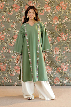 Pastel Green Embroidered Lawn Kurta Online in Dubai UAE Abudhabi Ajman Sharjah