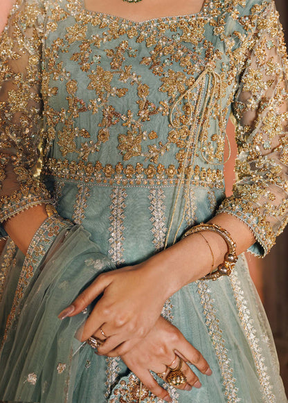 Pastel Green Embroidered Net Maxi Online in Sri Lanka India Australia