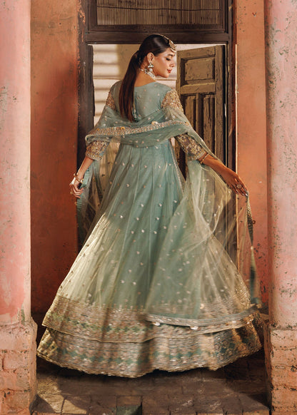 Pastel Green Net Embroidered Maxi Dress Online in KSA Riyadh Saudi Arabia Oman Bahrain Qatar