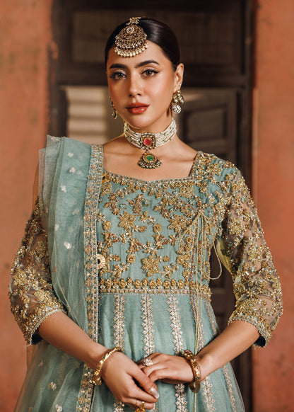 Pastel Green Net Embroidered Maxi Dress Online in KSA Riyadh Saudi Arabia Oman Bahrain Qatar