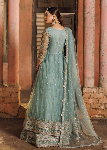 Pastel Green Net Embroidered Maxi Dress Online in KSA Riyadh Saudi Arabia Oman Bahrain Qatar