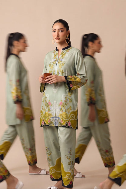 Pastel Green Printed Slub Lawn Salwar Suit Online in Dubai UAE Abudhabi Ajman Sharjah