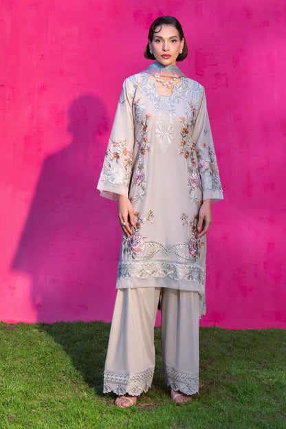 Pastel Grey Embroidered Lawn Festive Suit Online in Dubai UAE Abudhabi Ajman Sharjah