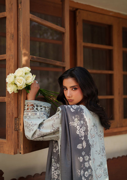 Pastel Grey Embroidered Lawn Unstitched Suit Online in Sri Lanka India Australia