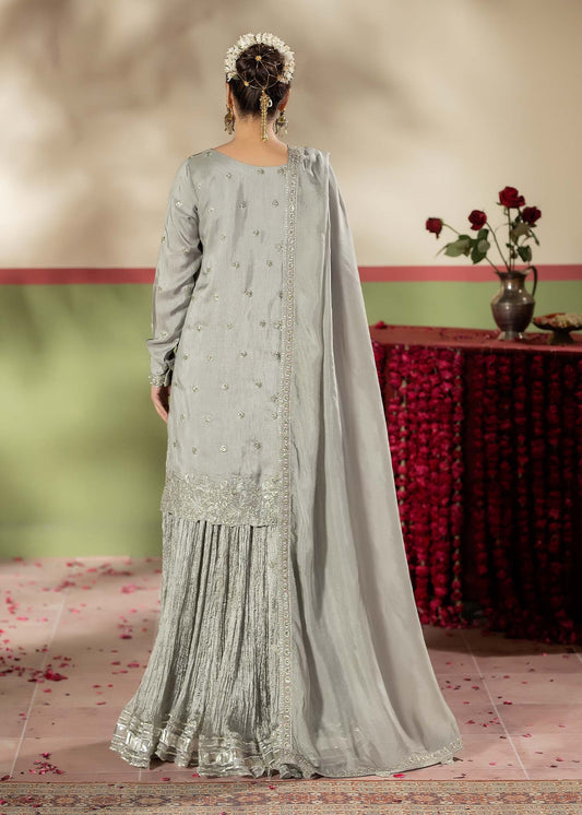 Pastel Grey Embroidered Sharara Gharara Online in Dubai UAE Abudhabi Ajman Sharjah