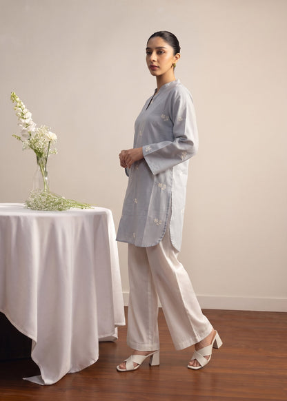 Pastel Grey Lawn 2 Piece Kurta Set Online in UK USA Canada