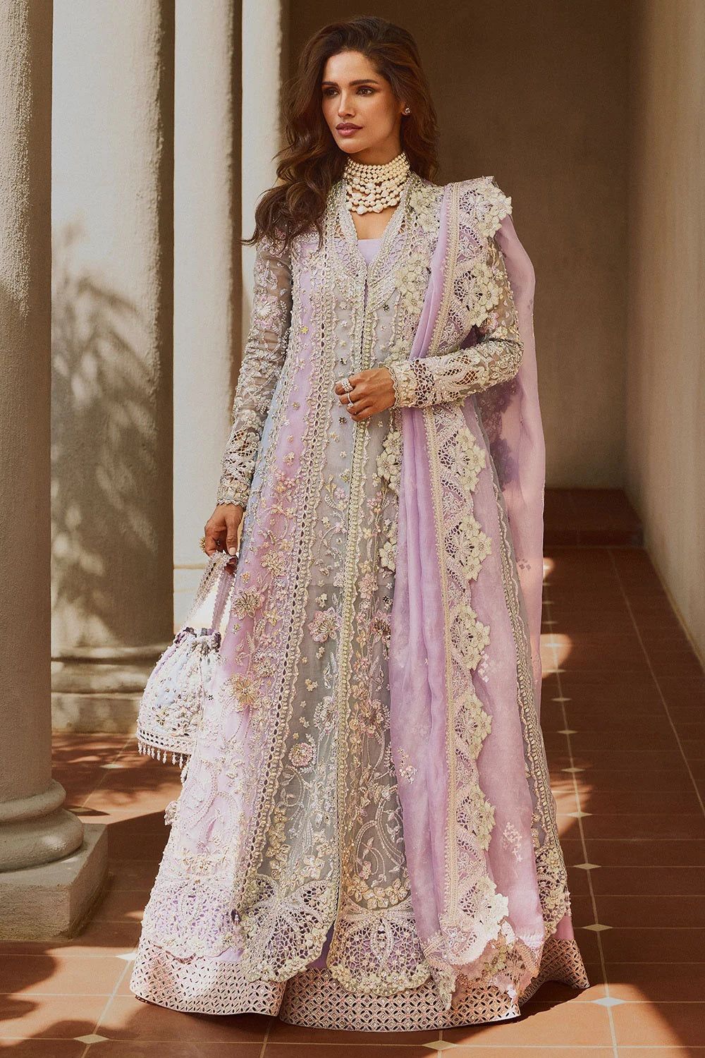 Pastel Hand Embellished Organza Partywear Salwar Kameez Online in Dubai UAE Abudhabi Ajman Sharjah