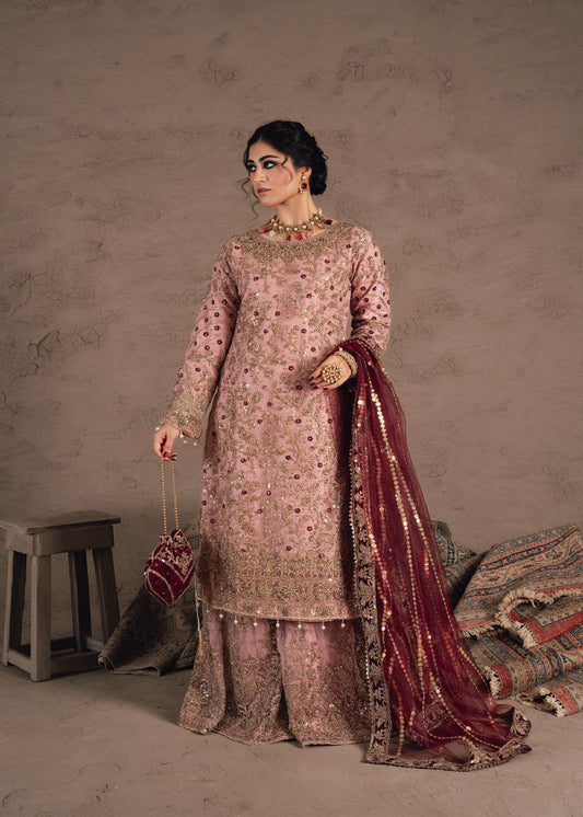 Pastel Pink Chiffon Flared Sharara Online in Dubai DXB UAE Abudhabi Meena Bazaar