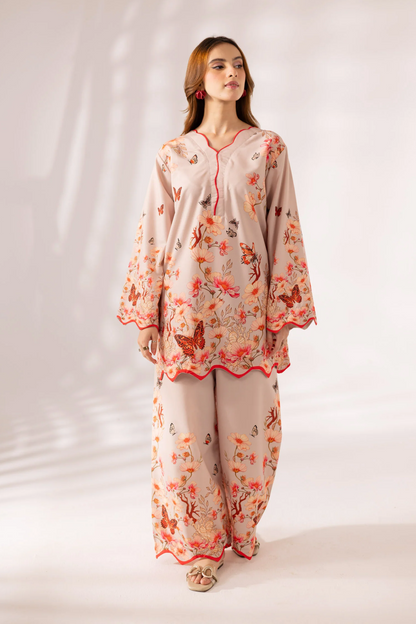 Pastel Pink Digital Print Poly Lawn Unstitched Suit Online in Dubai UAE Abudhabi Ajman Sharjah