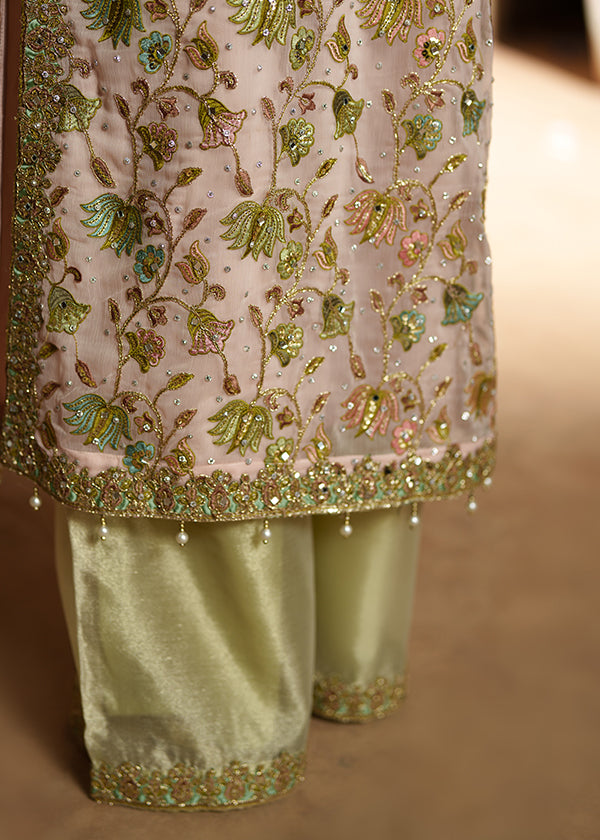 Pastel Pink Embellished Charmuse Salwar Kameez Online in Sri Lanka India Australia