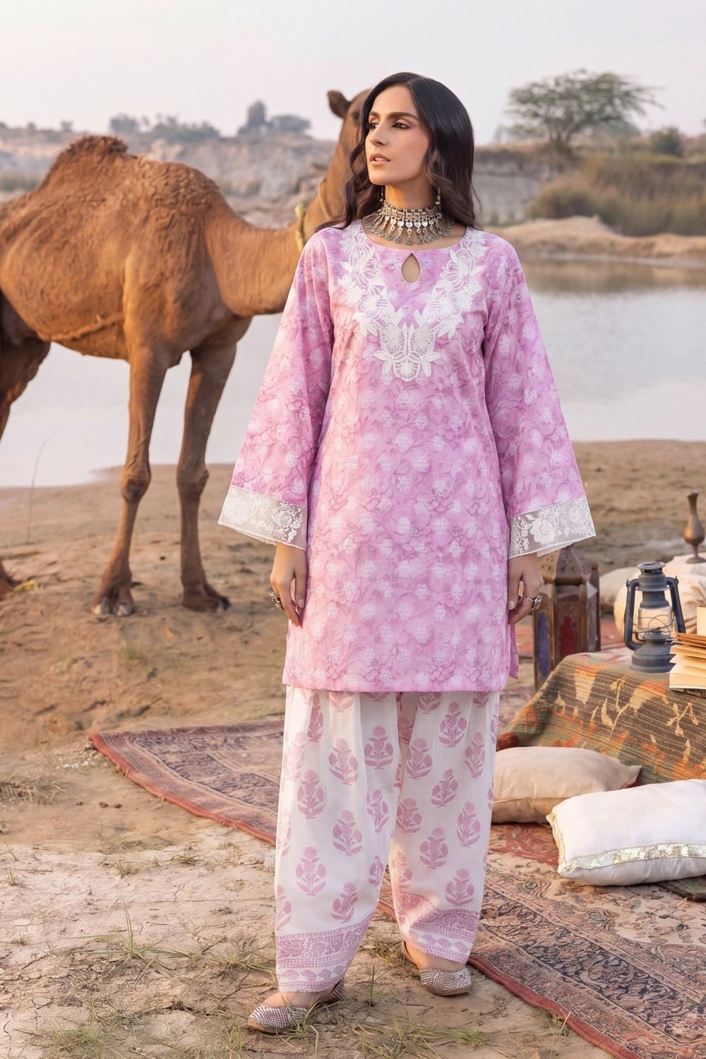 Pastel Pink Embroidered Cotton Jacquard Kurta Shalwar Online in Dubai UAE Abudhabi Ajman Sharjah