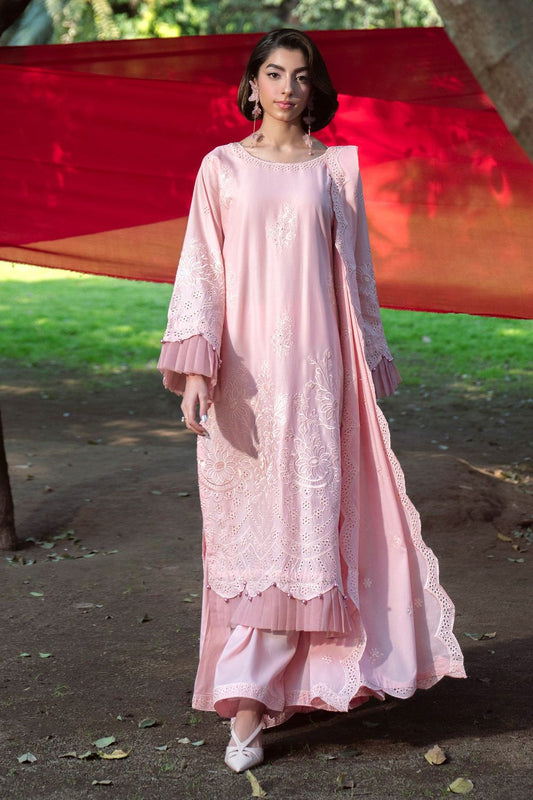 Pastel Pink Embroidered Lawn Suit Online in Dubai UAE Abudhabi Ajman Sharjah