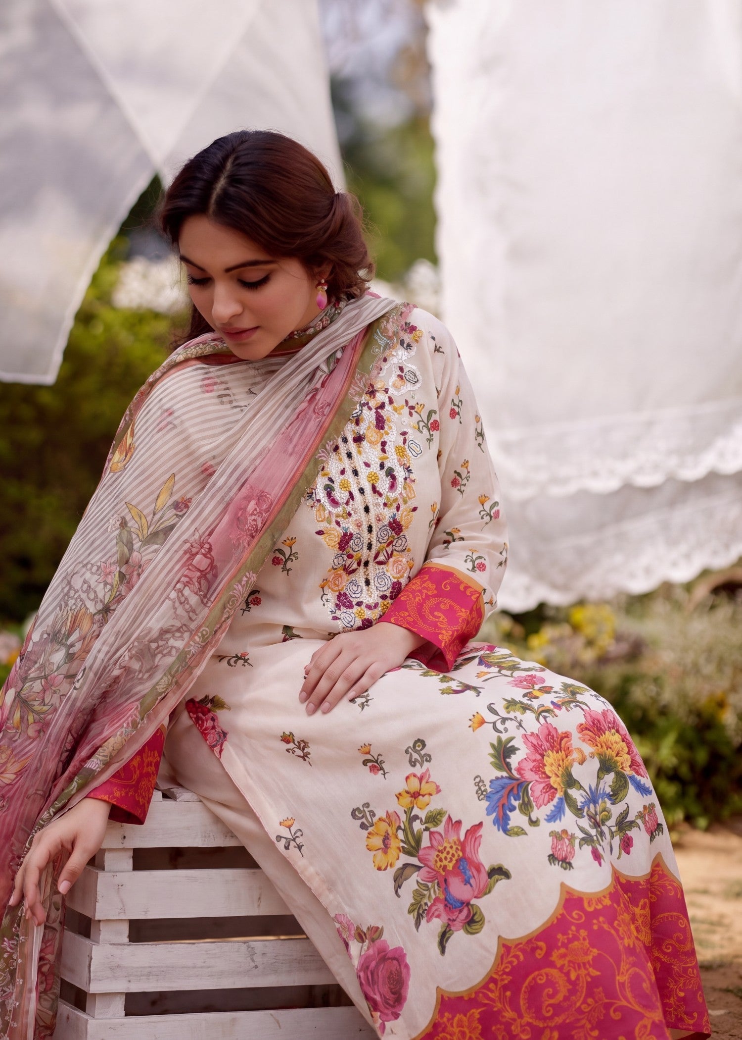 Pastel Pink Lawn Kurti Suit Online in Sri Lanka India Australia