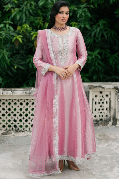 Pastel Pink Pearl Embellished Organza Wedding Suit Online in Dubai UAE Abudhabi Ajman Sharjah