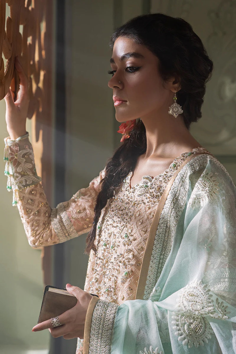 Pastel Pink & Green Embroidered Anarkali