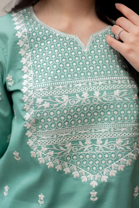Mint Green Kurta with Straight Pants