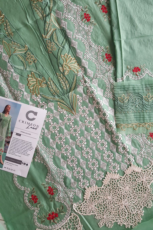 Jade Green Cutwork Lawn Suit