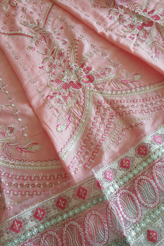 Pastel Pink Embroidered Lawn Anarkali