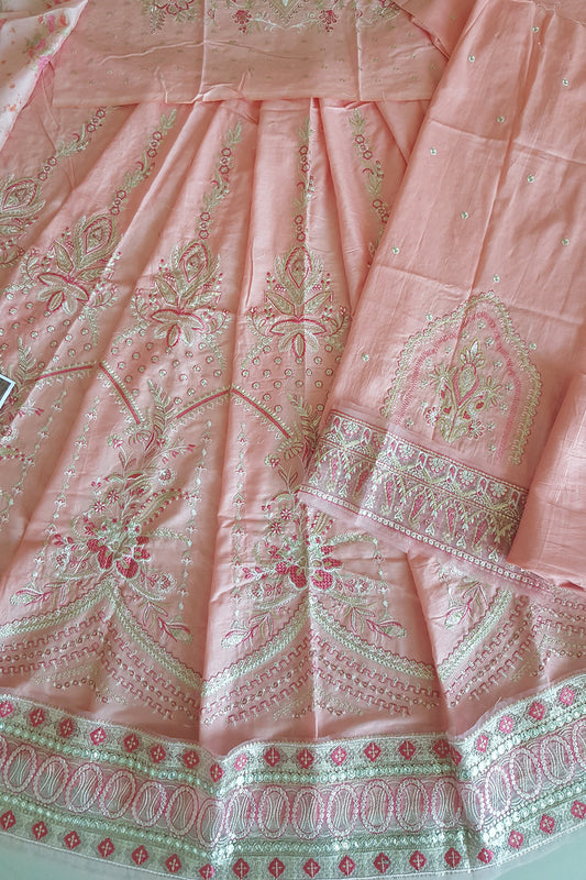 Pastel Pink Embroidered Lawn Anarkali