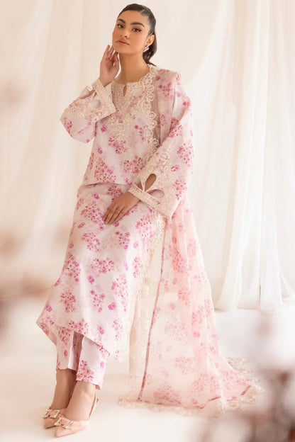 Pink Chikankari Lawn Suit with Chiffon Dupatta