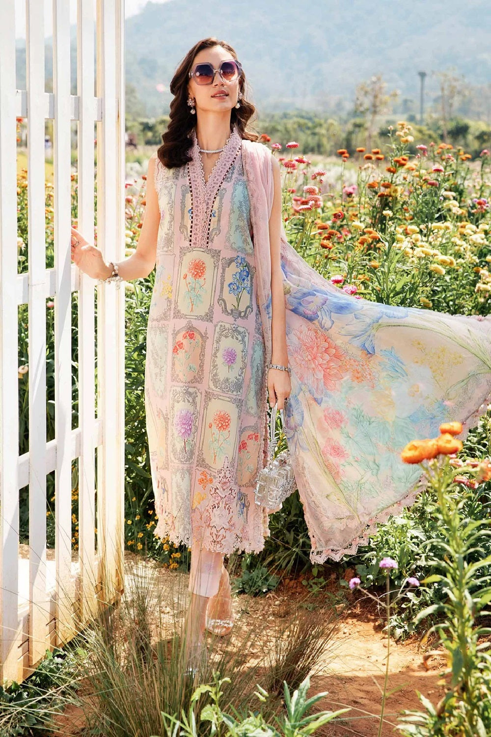 Pastel Pink Pure Lawn Suit with Chiffon Dupatta