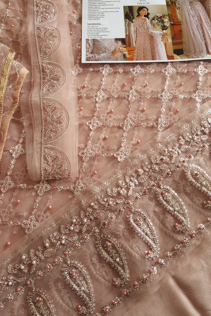 Peach Pink Handmade Saree / Anarkali