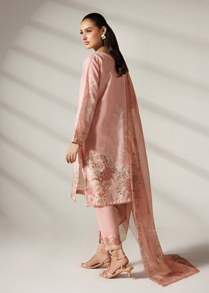 Peach Color Silk Finish Lawn 3 Piece Suit Online in Sri Lanka India Australia