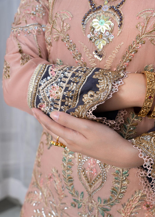 Peach Embellished Sharara Suit Online in Dubai DXB UAE Abudhabi Meena Bazaar