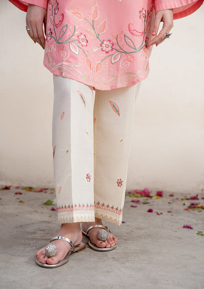 Peach Embroidered Cotton Pret Suit Online in KSA Riyadh Saudi Arabia Oman Bahrain Qatar