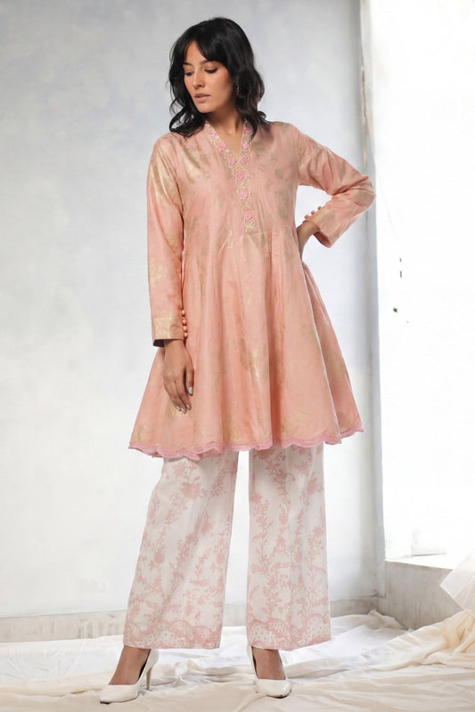 Peach Embroidered Lawn Partywear Suit Online in Dubai UAE Abudhabi Ajman Sharjah