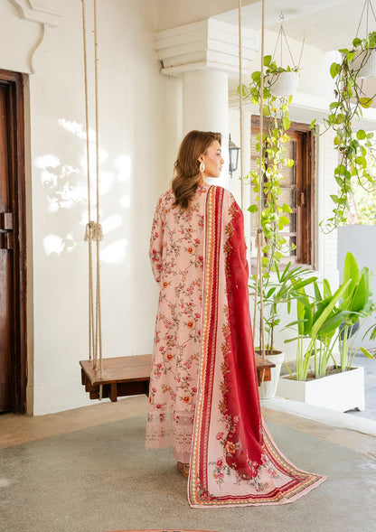 Peach Embroidered Lawn Suit Online in Dubai DXB UAE Abudhabi Meena Bazaar