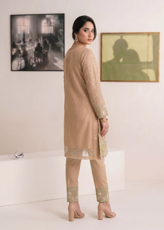 Peach Embroidered Straight Kurta Suit Online in Dubai DXB UAE Abudhabi Meena Bazaar