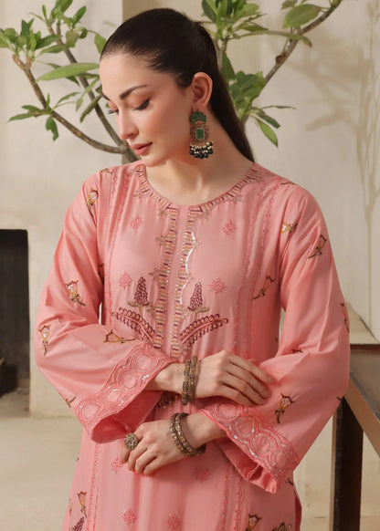 Peach Lawn Embroidered Kurta Set Online in Sri Lanka India Australia