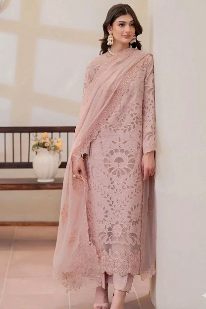 Peach Lawn Formal Wear Suit Online in Dubai UAE Abudhabi Ajman Sharjah