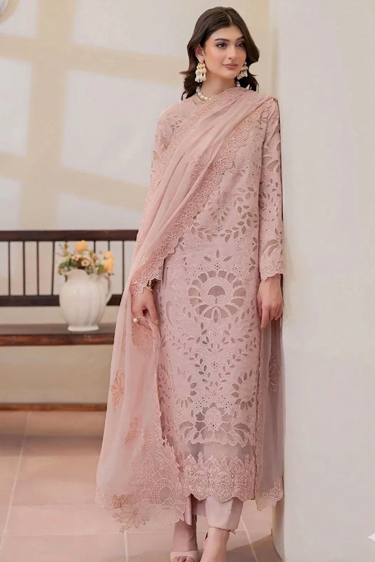 Peach Lawn Formal Wear Suit Online in Dubai UAE Abudhabi Ajman Sharjah