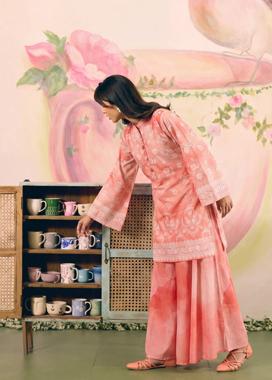 Peach Lawn Kurti Sharara Set Online in Sri Lanka India Australia