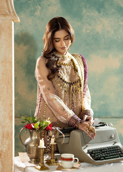 Peach Net Embroidered Pakistani Wedding Outfit Online in Sri Lanka India Australia