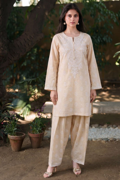 Peach Orange Embroidered Lawn Suit Online in Dubai UAE Abudhabi Ajman Sharjah