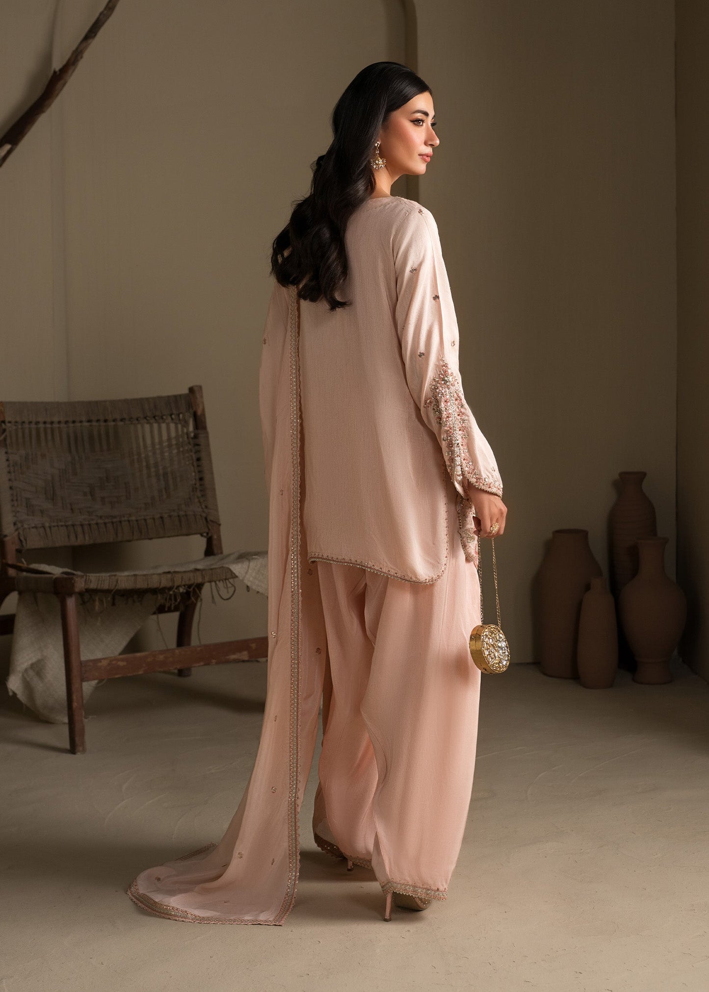 Peach Orange Festive Wear Farshi Shalwar Online in Sri Lanka India Australia