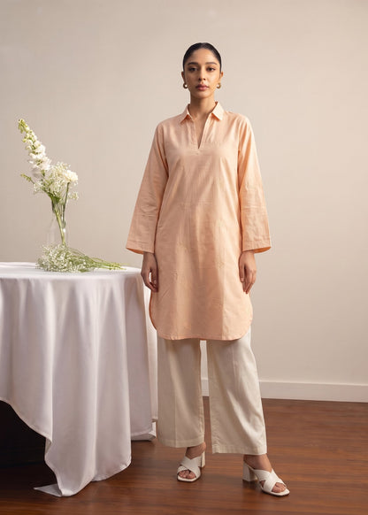 Peach Orange Lawn Embroidered Kurta Set Online in UK USA Canada
