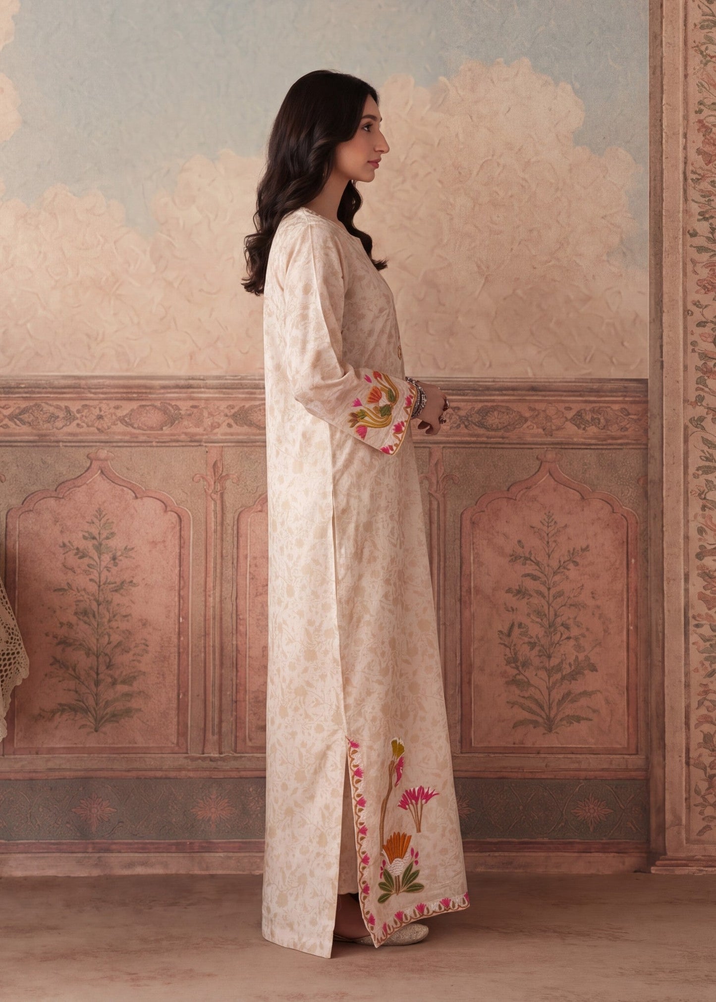 Peach Orange Lawn Kaftan Set Online in Dubai DXB UAE Abudhabi Meena Bazaar