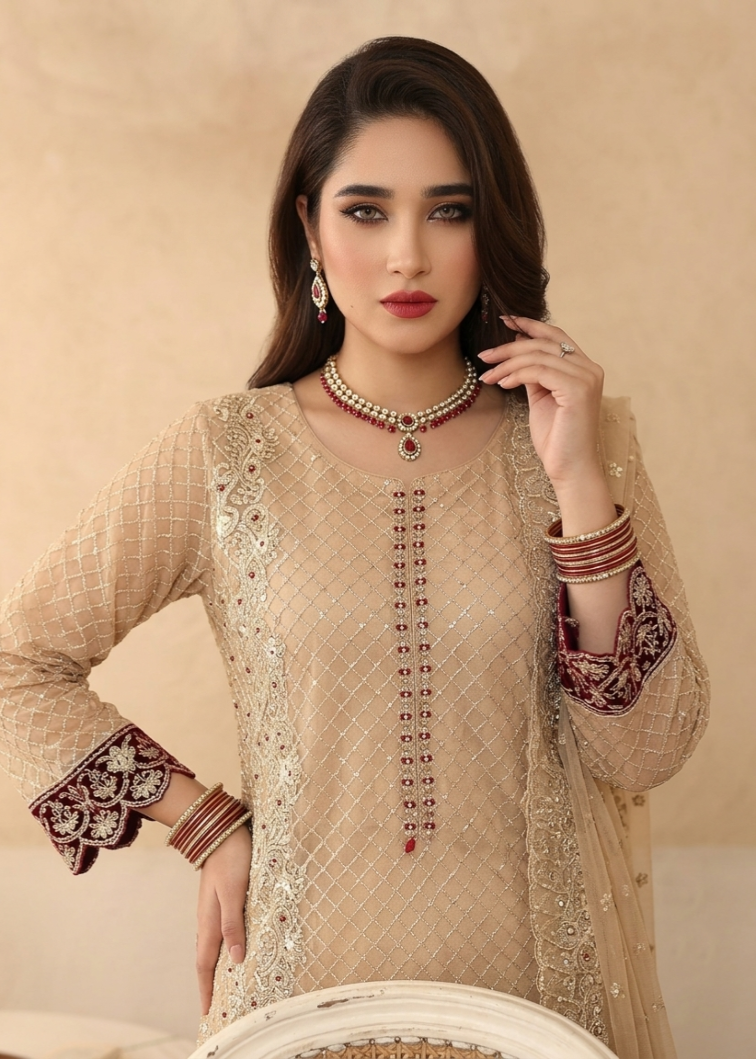 Peach Orange Organza Festive Suit Online in Dubai DXB UAE Abudhabi Meena Bazaar