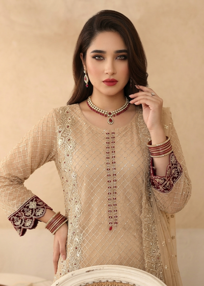 Peach Orange Organza Festive Suit Online in Dubai DXB UAE Abudhabi Meena Bazaar