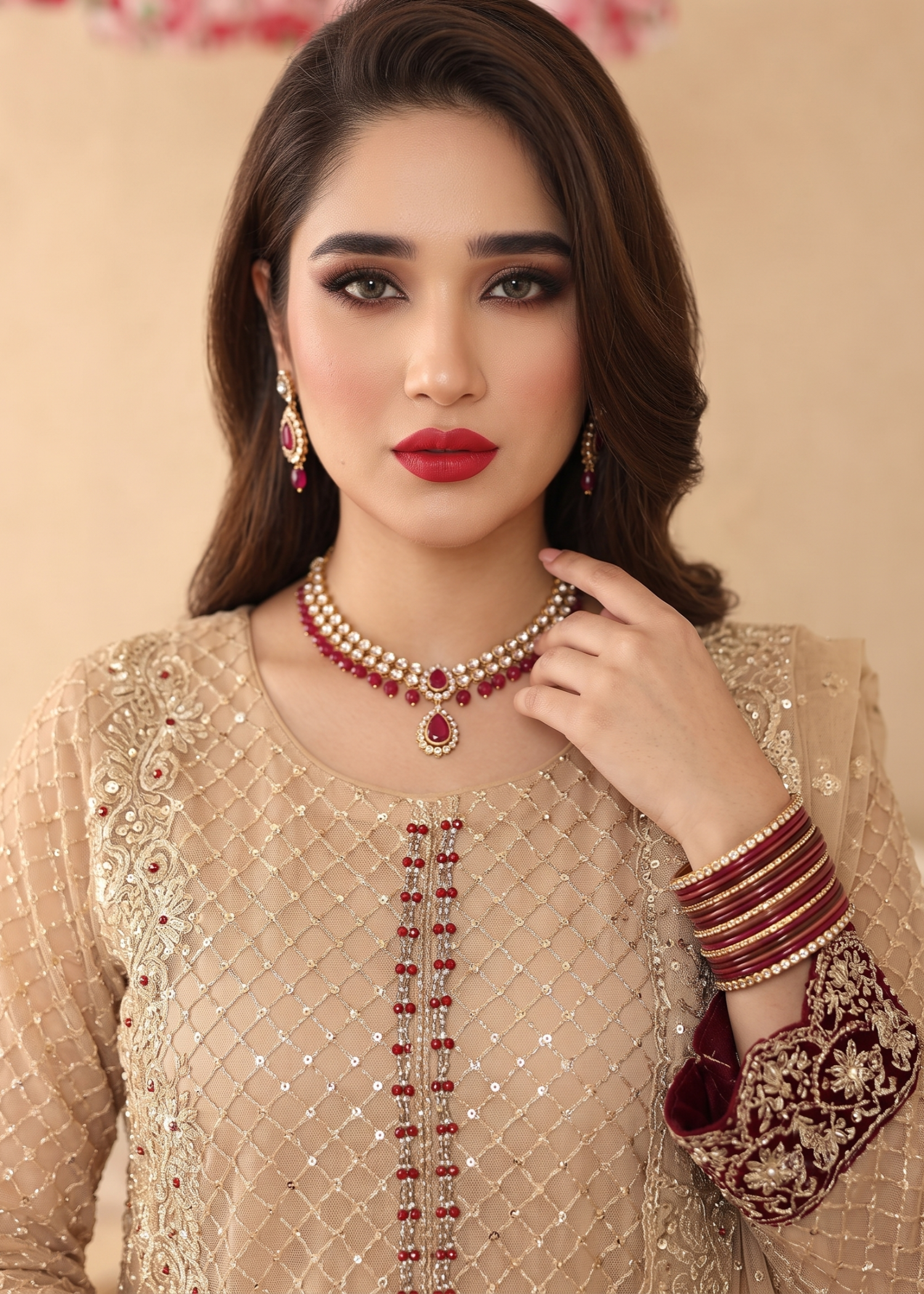 Peach Orange Pakistani Designer Suit Organza Online in Dubai DXB UAE Abudhabi Meena Bazaar